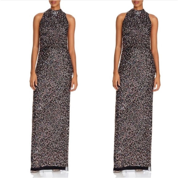 Adrianna Papell Size 6 Black Sequin Blouson Sleeveless Cocktail Evening Gown - Picture 2 of 16